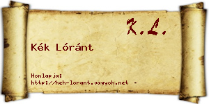 Kék Lóránt névjegykártya